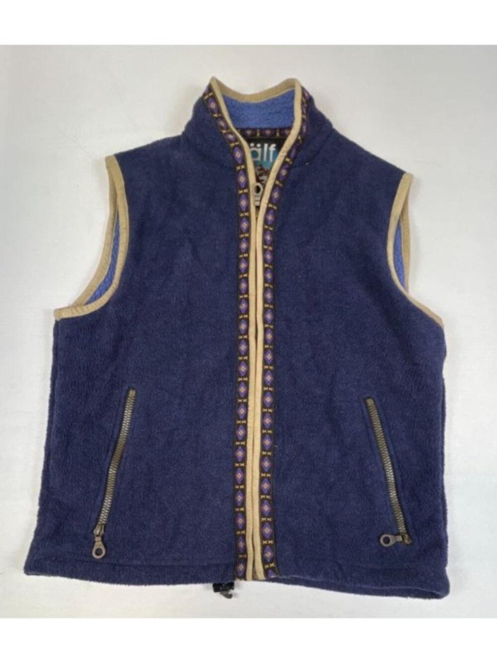 Vintage 90s älf Gear Fleece Vest Southwest Pattern Made in USA Size Small